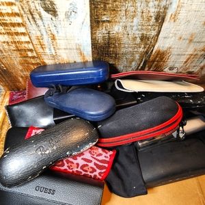 Assorted Lot of 18+ Hard & Soft Eyeglass Sunglasses Cases Visionworks Etc.
